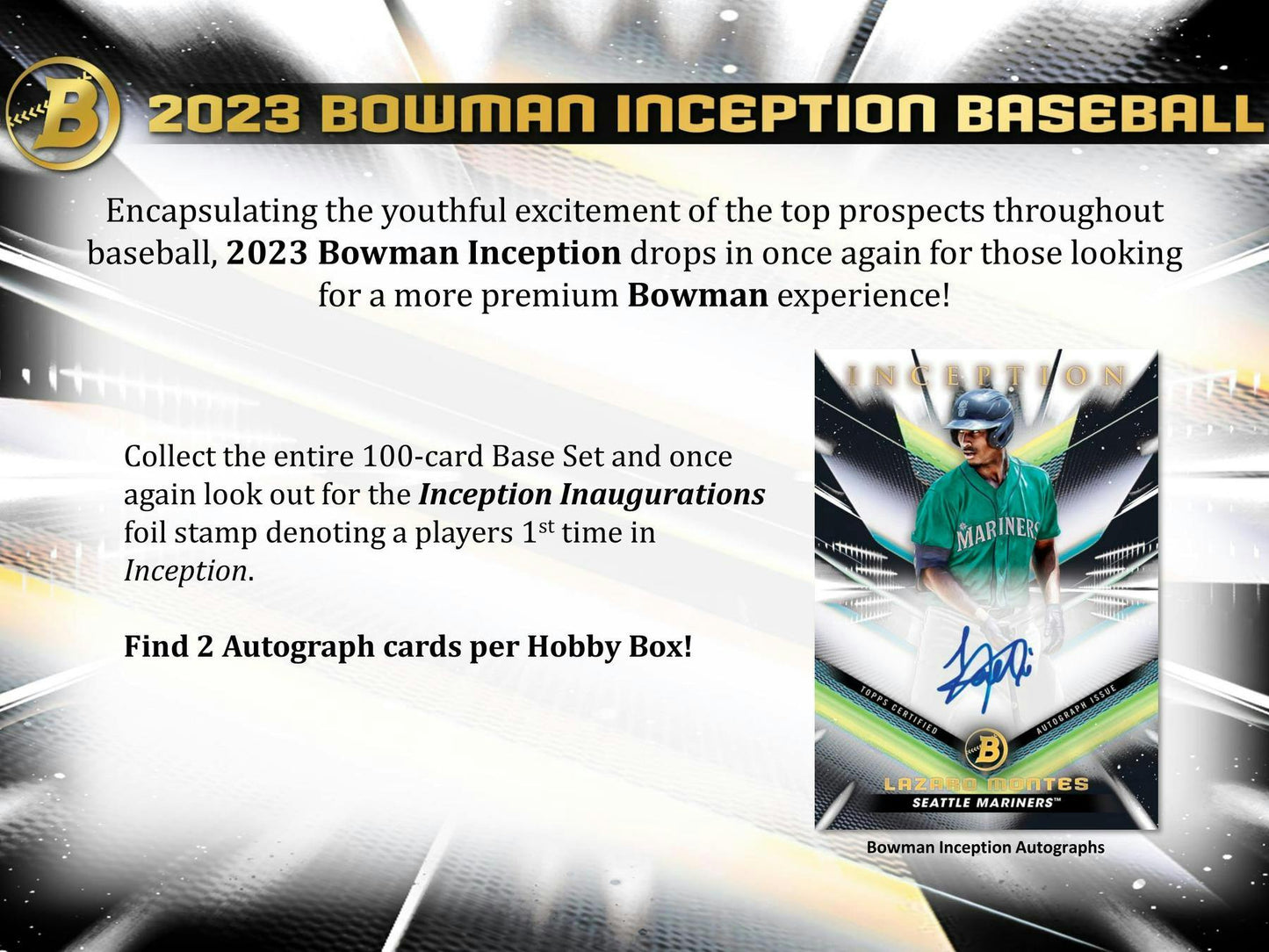 2023 Bowman Inception Baseball Hobby Box - Miraj Trading
