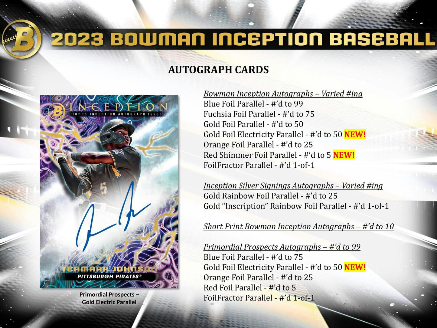 2023 Bowman Inception Baseball Hobby Box - Miraj Trading